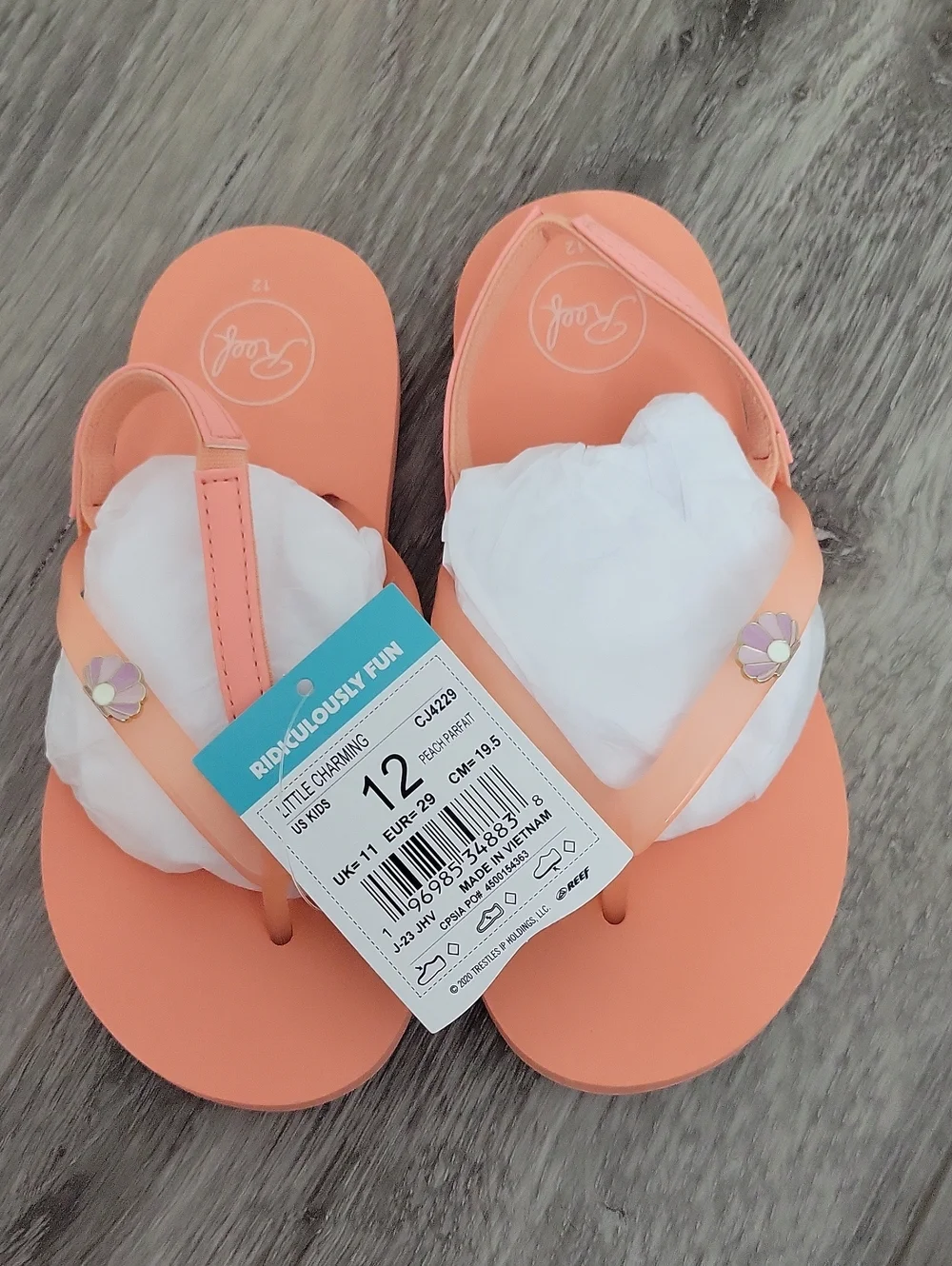 REEF Toddler Girls Little Charming Sandals In Parfait Peach Size 12 NIP